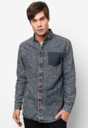 Long Sleeve Denim Shirt With Shadow Pocket
