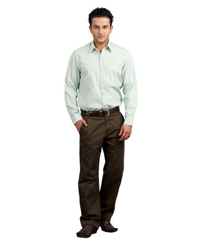 Yepme Pista Green Formal Shirt  with Brown Trousers & Slip-on Shoes
