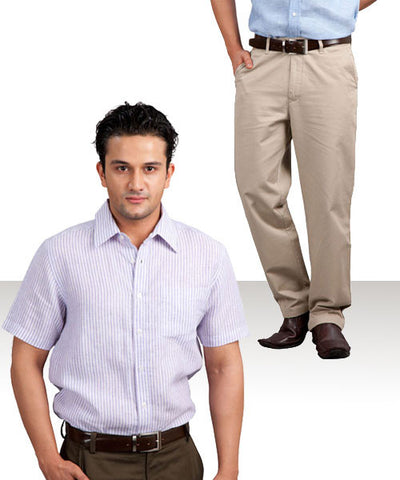 Yepme Linen Stripes Shirt and Khaki Trousers Combo!