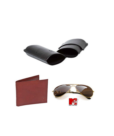 Yepme Brown Wallet, Sunglass Cover and MTV Sunglasses Combo!