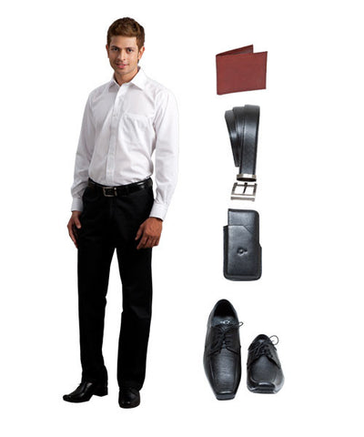 Yepme Formal Shirt, Trouser, Black Formal Shoes, Belt, Wallet and Card Holder Combo!