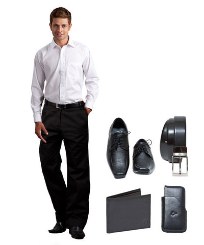 Yepme Formal Shirt, Trouser, Black Formal Shoes, Belt, Wallet and Card Holder Combo!