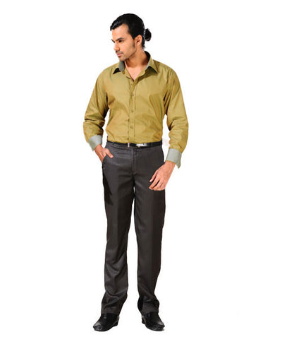 Yepme Pale Green Party Shirt with Brown Trouser & Slip On Shoes