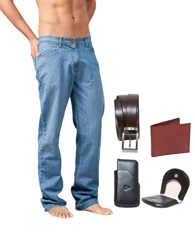 Yepme Jeans, Belt, Card Holder, Coin Holder and Brown Wallet Combo!