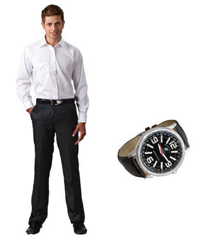 Yepme White Formal Shirt, Beverly Hills Round Watch and Black Trousers Combo!