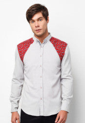 Contrast Print Long Sleeve Shirt